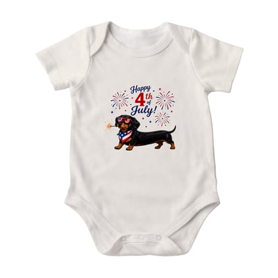 Patriotic Family Matching Pajama Shorts Set with Dachshund Print
