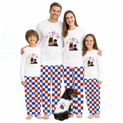 Dachshund Mom 4th of July Matching Family Pajama Set