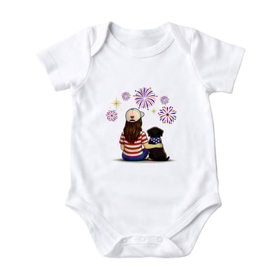 Patriotic Dachshund Mom Family Matching Pajama Shorts Set