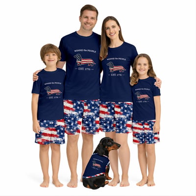 Winnie The People Patriotic Dachshund Matching Family Short Pajamas