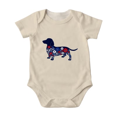 Floral Dachshund Patriotic Family Short Pajama Set