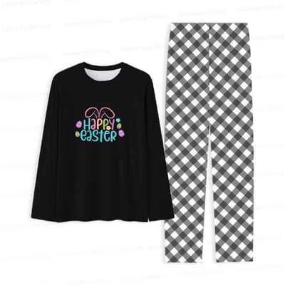 Easter Matching Family and Pet Pajamas Black Long Sleeve Sleepwear