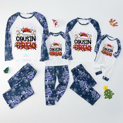 Blue Long Sleeve Cousin Crew Christmas Family Matching Pajamas