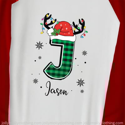 Custom Name Monogrammed Christmas Red Matching Pajamas