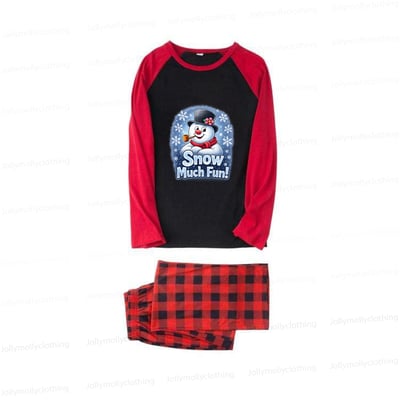 Red Buffalo Plaid Snowman Matching Christmas PJs for the Whole Family