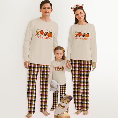 Tis The Season Thanksgiving Football Family Pajamas 