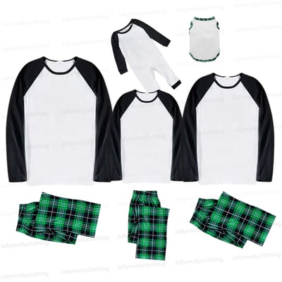 Personalized Green Plaid Matching Family Christmas Pajamas