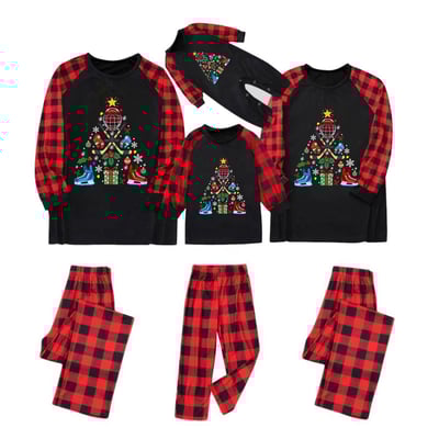 Hockey Equipment Christmas Tree Family Matching Pajamas Red Plaid