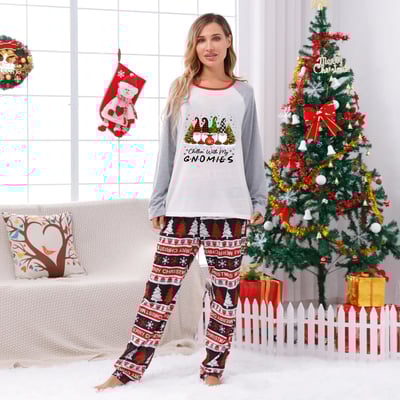 Gray Christmas Gnomes Family Matching PJs Merry Christmas