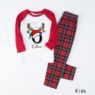 Red Monogrammed Name Christmas Family Pajamas