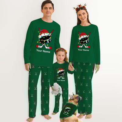 Personalized Hockey Family Christmas Pajamas Set for the Whole Family 