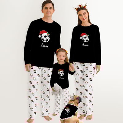 Personalized Christmas Soccer Ball Family Matching Pajamas