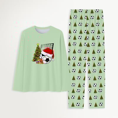 Soccer Santa Christmas Pajamas for Family and Pets Green Matching Set