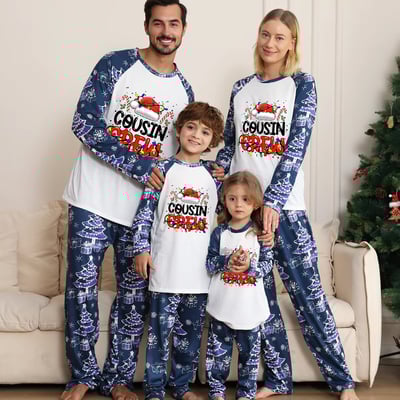 Blue Long Sleeve Cousin Crew Christmas Family Matching Pajamas