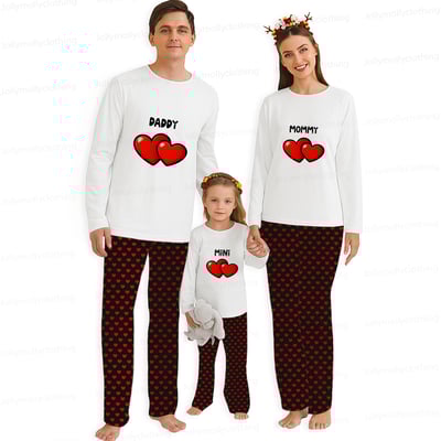 Couples Matching Pajamas Set Love Always Heart Print Long Sleeve Sleepwear
