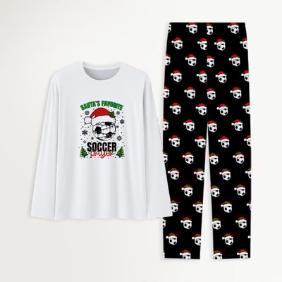 Santa's Favorite Soccer Player Family Matching Christmas Pajamas Set