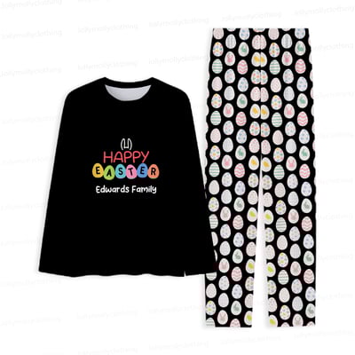 Custom Easter Family Pajamas with Dog Matching Outfit Personalized Name