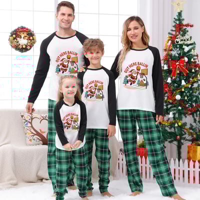 Santa Basketball Family Matching Christmas Pajamas Plaid Set 
