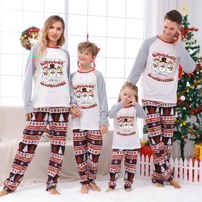Chillin With My Snowmies Christmas Family Matching Pajamas Gray Set