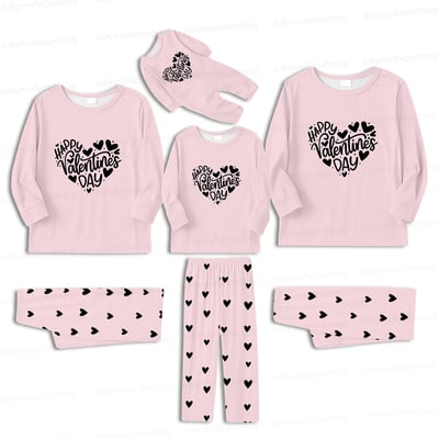 Matching Couples Valentine Pajamas Happy Valentine’s Day Pink Heart Sleepwear
