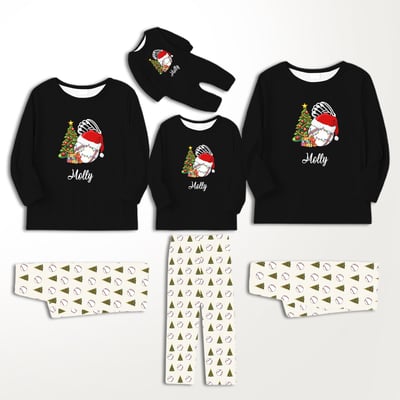 Custom Name Baseball Family Matching Christmas Pajamas