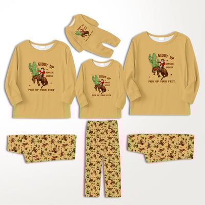 Country Cowboy Family Christmas Pajamas Giddy Up Jingle Horse