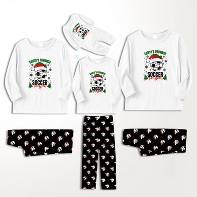 Santa's Favorite Soccer Player Family Matching Christmas Pajamas Set