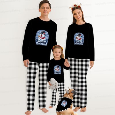 Snow Much Fun Snowman Holiday Matching Pajamas for Families and Pets