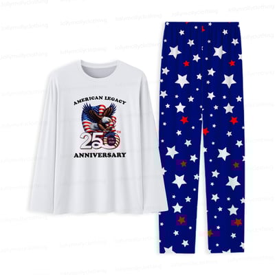 American Legacy 250th Anniversary Matching Family Pajamas Patriotic Stars White Top