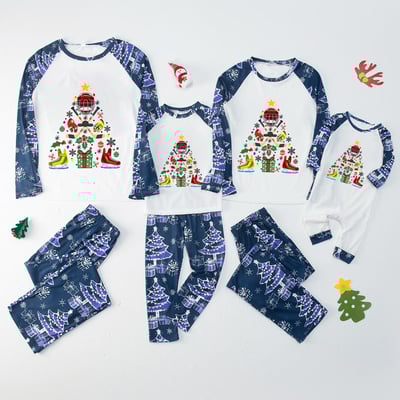 White Blue Hockey Gear Tree Christmas Family Matching Pajamas
