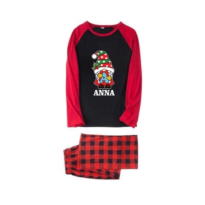 Personalized Christmas Gnome Family Matching Pajamas Red and Black Plaid Holiday Set