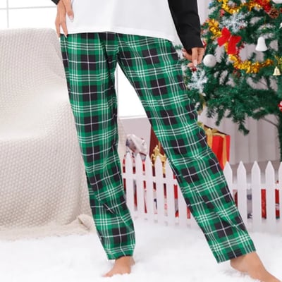 Green Black Plaid Pajama Pants with Pockets Men Women Sleepwear Bottoms