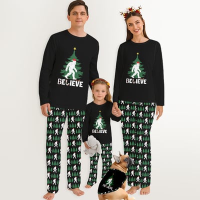 Bigfoot Believe Family Matching Christmas Pajamas