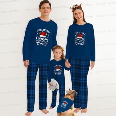 Christmas Cousin Crew Blue Family Matching Pajamas