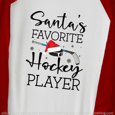 Santa's Favorite Hockey Player Family Matching Pajamas Red Buffalo Plaid