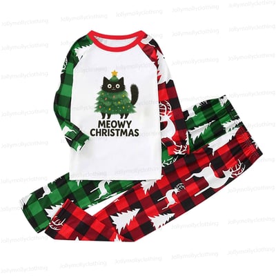 Family Christmas Pajama Set Meowy Christmas Cat Design