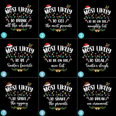 Most Likely To Christmas Family PJs Red Reindeer Buffalo Plaid Set