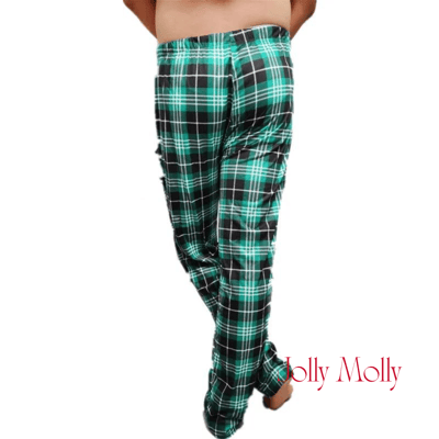 Green Black Plaid Pajama Pants with Pockets Men Women Sleepwear Bottoms