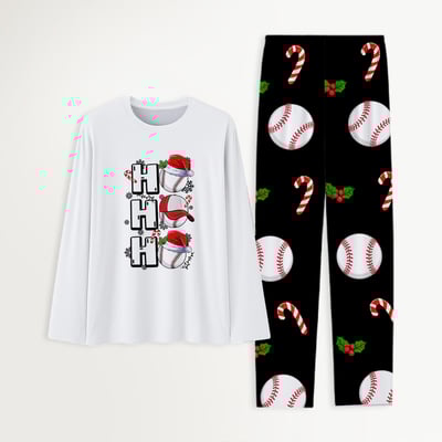 Ho Ho Ho Baseball Family Matching Christmas Pajamas