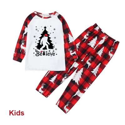 Christmas Bigfoot Family Matching Pajamas Believe Red Plaid Reindeer