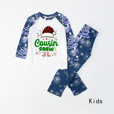 Cozy Cousin Crew Family Christmas Pajamas Blue Holiday Matching Set