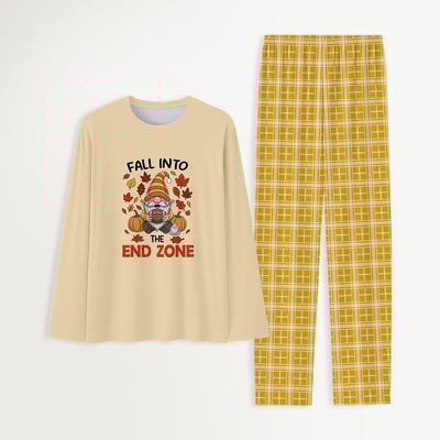 Fall Into The End Zone Football Thanksgiving Family Matching Pajamas