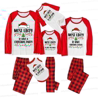 Funny Quote Most Likely To Christmas Plaid Family Matching Pajamas
