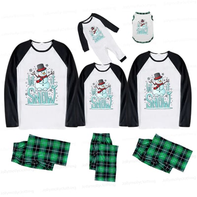 Let It Snow Snowman Matching Holiday Pajamas for Family with Baby & Pet Sizes