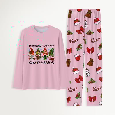 Pink Gnomies Family Matching Christmas Pajamas