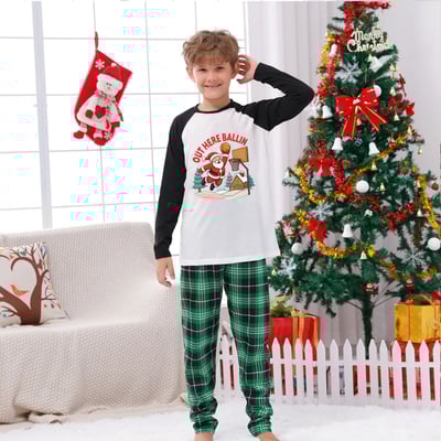 Santa Basketball Family Matching Christmas Pajamas Plaid Set 