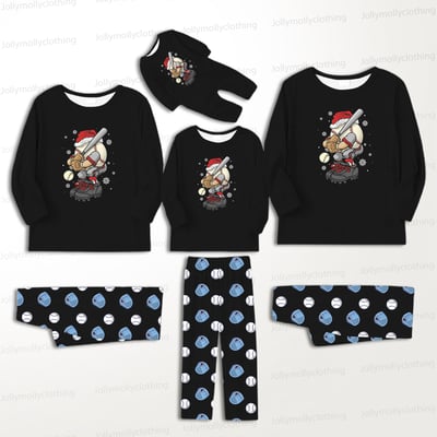 Baseball Santa Family Christmas Pajamas Including Pet Outfit