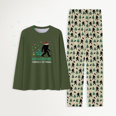 Squatching Through The Snow Bigfoot Family Matching Christmas Pajamas Set
