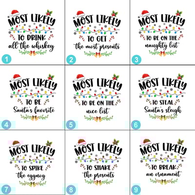 Funny Most Likely Christmas Pajamas Navy Blue Tree Pattern Set