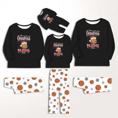 This Is My Christmas Pajama Basketball Matching Family Black Set